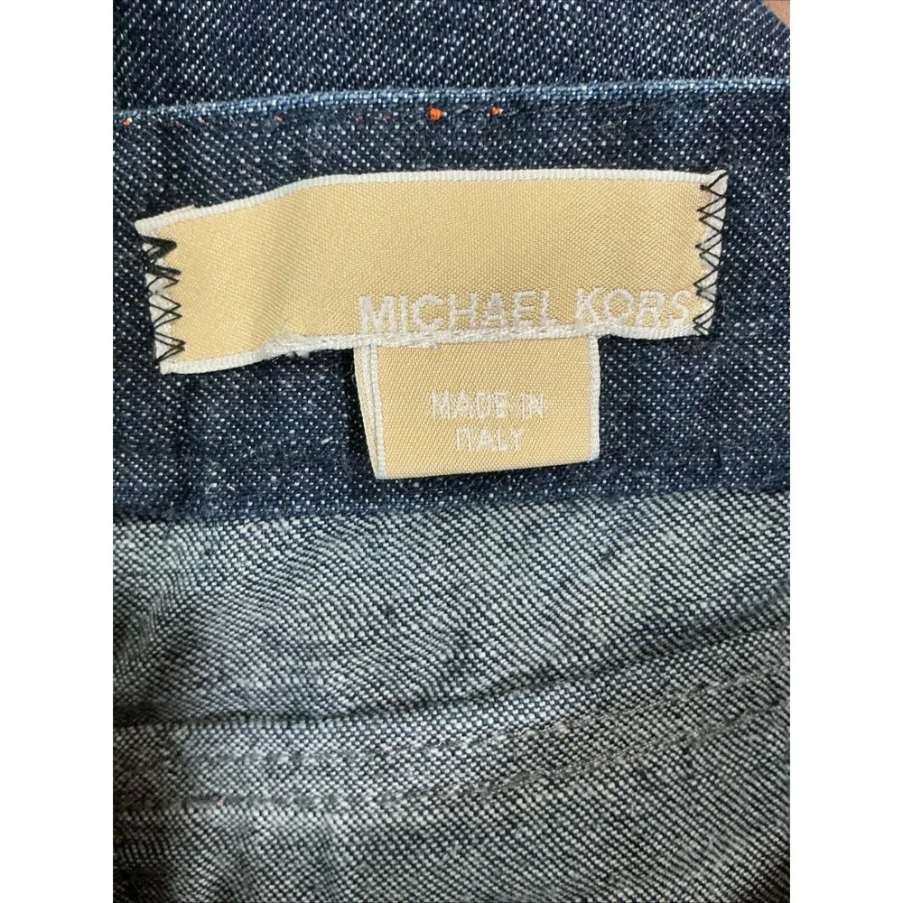 Michael Kors Collection Made In Italy Indigo Denim Jeans, Gold Ankle Zip, 6